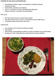  Grünkohl mit roten Linsen und Endiviensalat